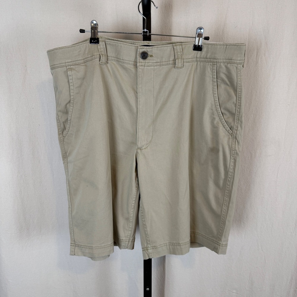 St Johns Bay Mens 40 Tall Flat Front Shorts Khaki Tan Comfort Stretch 11 Inseam